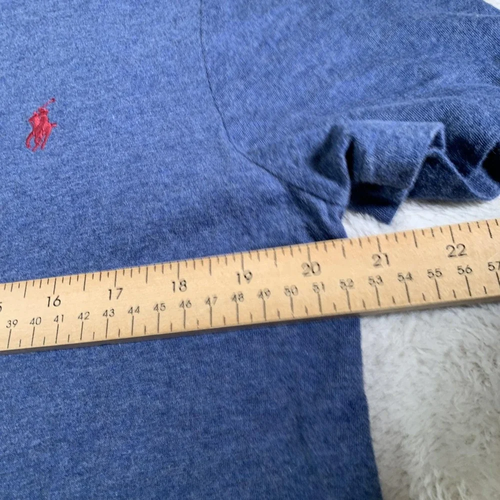 Polo Ralph Lauren Shirt Mens Large Blue V Neck Custom Slim Fit Pony Logo‎ Tee